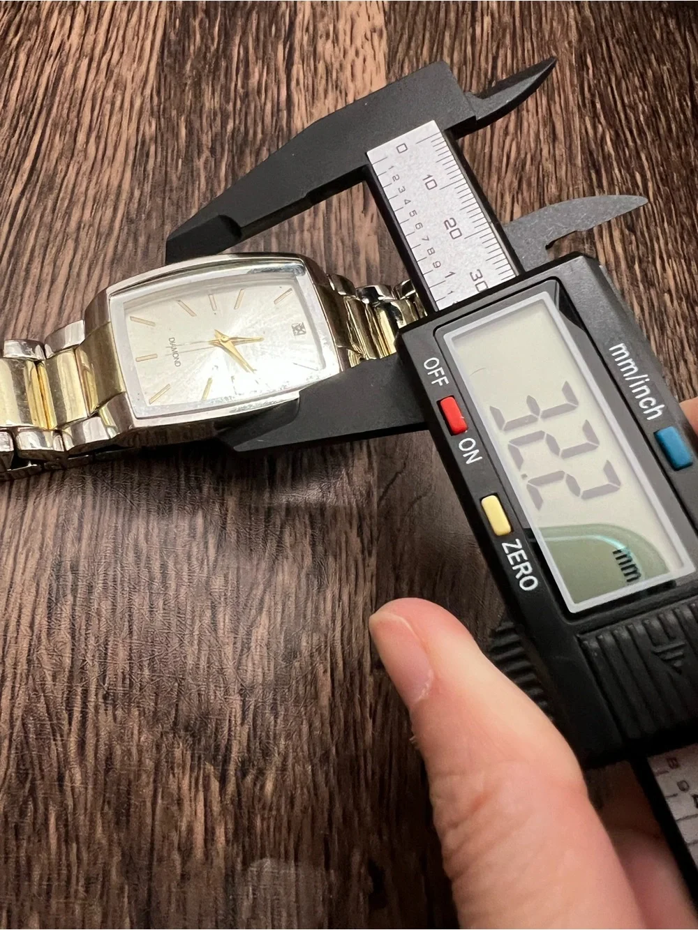 Men’s Two-Tone Tank Diamond Face Dress Watch working